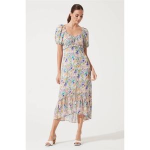 ASTR Ballon Sleeve Sweetheart Floral Dress | Multicolor | Large